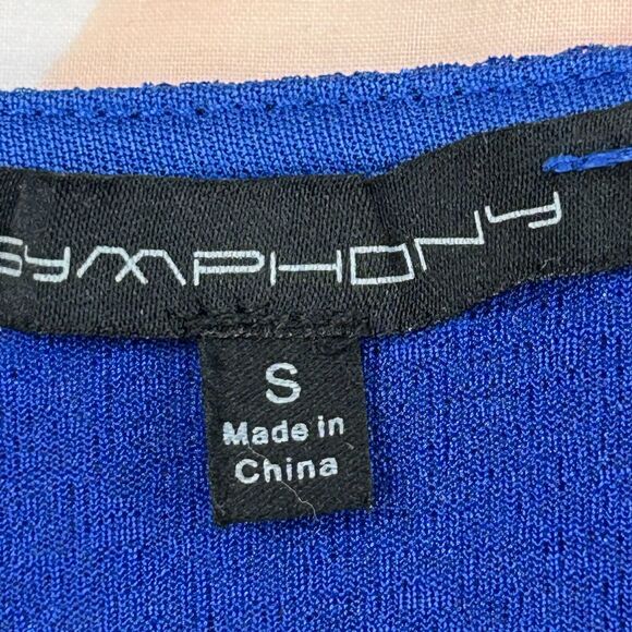 Symphony Ruched Dress Womens Small Blue Lights Down Low Glitter V Neck Plunge - Picture 11 of 14